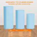 Cylinder Stand Covers for Party 3Pcs Spandex Cylinder Pedestal Stand Covers Cylinder Plinth Stand Cover for Party Backdrop Decor Baby Shower Birthday Wedding, Dusty Blue
