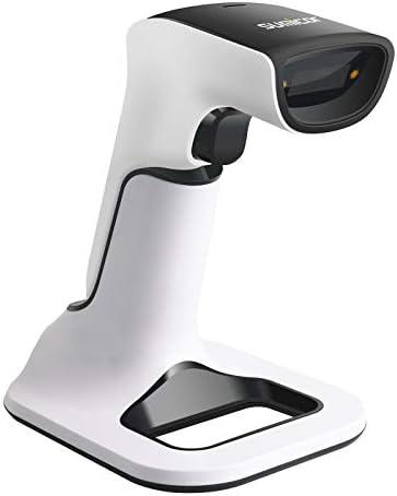 Sumicor 2D Barcode Scanner, White Black Handheld Bar Code Scanner 3 in 1 USB Wired & 2.4G Wireless & Bluetooth QR Code Micro PDF417 1D Barcode Scanner with Vibration