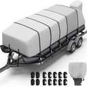 KAKIT Boat Cover, 1400D Waterproof Cover (25'-28'Long, 102" Wide, Gray)
