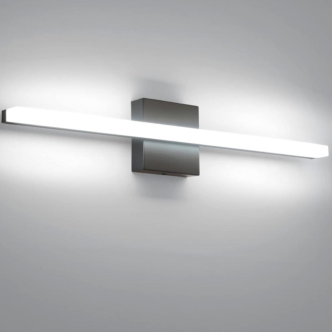 Combuh Bathroom Light Fixtures Dimmable Black Vanity Lights Bar 24 Inch 14W Bathroom Lights Over Mirror ip44 Wall Sconces Daylight White 6000K