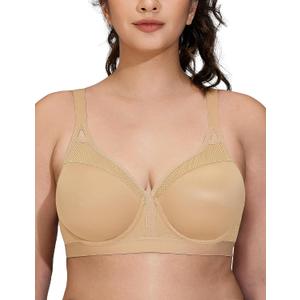 ZeroBound Women's Sports Bra High Impact Lightly Lined Underwire V Neck Full Figure Running Workout Bras