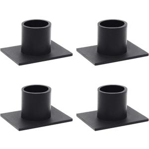 Black Taper Pillar Candle Holders, Set of 4 Candlestick Holder Centerpieces for Home Decoration, Wedding Anniversary, Party, Housewarming Gifts