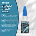 2 x BERIOVE Glass Glue Adhesive Repair: Clear Super Gel Fast Dried Waterproof for Plastic, Ceramic, Jewelry, Nail, Wood & Shoe 35g