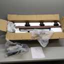 Farmhouse Dining Room Light Fixture, 4-Light Wood Kitchen Island Lighting, Industrial Chandeliers for Dining Room Over Table Black Pendant Light with Seeded Glass Shade for Bar Restaurant