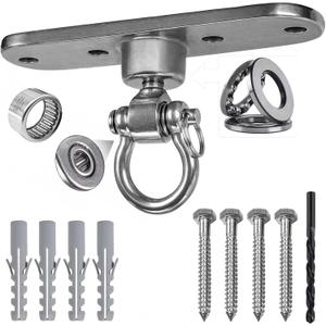 Heavy Duty Stainless Swing Hanger with Smooth Swing Bearings 180+360, 1500 lb Capacity for Indoor Outdoor Playground Yoga Hammock Chair Sandbag Porch Swing Bag, Size 1