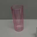 6 Pcs 4 Inch Tall Glass Ribbed Cylinder Vases Clear Floating Candle Flower Vase in Bulk, Hurricane Candle Holder for Wedding Housewarming Gift Table Centerpieces