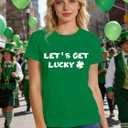 St Patricks Day Shirt Women Shamrock Lucky T-Shirts Casual Short Sleeve Festival Tee Tops (Green, L)