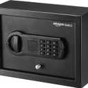 Amazon Basics Small Slim Desk Drawer Security Safe with Programmable Electronic Keypad, Secure Quick Access, 0.1 Cubic Feet, Black, 11.8"W x 8.6"D x 4.4"H
