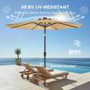 HOMSHADE 9ft Solar Patio Umbrella - Solar Lights LED Lighted Outdoor Market Table Umbrella, UPF50+ UV Protection with Push Button Tilt, Crank for Pool Deck and Garden (Beige)