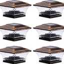 HUYIENO Solar Post Cap Lights Outdoor LED Lighting Deck Fence With Two Light Modes Warm White/Bright White Suitable for 4x4 Wooden Posts Brushed Copper 6PK