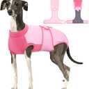 Kuoser Recovery Suit for Dogs, Soft Dog Spay Suit for Female Surgery Recovery, Breathable Dog Neuter Recovery Suit Male, Anti Licking Dog Onesie for Abdominal Wounds Cone Alternatives, Pink L (Large (Back: 16.1" - 20.1"; Weight: 23 - 48LB))