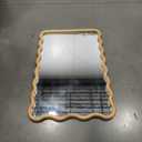 Bathroom Mirror for Wall, 24"x36" Boho Wavy Wood Mirror Large Full Length Decorative Mirror with Tempered Glass, Natural Wooden Frame Vanity Mirror for Bedroom, Living Room, Entryway