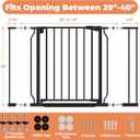 29"-40" Baby Gate for Stairs, Auto Close Stroller Friendly Dog Gate Indoor for Doorways, Pressure Mounted Baby Gate, Easy Walk Through Gate for Children & Pets, Black