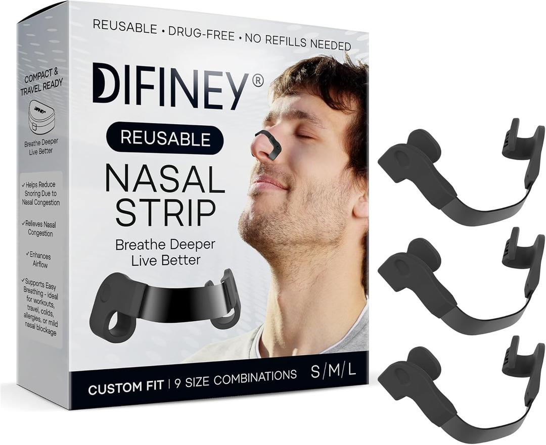 Reusable Nasal Strips for Breathing: Snoring Support, Max Strength Internal Nasal Opener, No Sticky Pads, Nose Strips Alternative, Bend-to-Fit Steel Bridge Nasal Dilators for Sleep (Black)