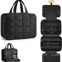 Travel Toiletry Bag with Separate Jewelry Organizer, Water-resistant Makeup Bag with Hanging Hook, Large Capacity Travel Organizer for Toiletries, Cosmetic, Vacation Essentials - Large