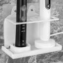 Electric Toothbrush Holder Wall Mounted, Electric Toothbrush Cord Organizer Holds 2 Chargers, Self Adhesive Electric Toothbrush Stand for Bathroom, Medicine Cabinet, Dorm(White)