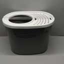 IRIS USA Top Entry Cat Litter Box, Large Enclosed with Litter Catching Lid and Scoop, Dog Proof, Cat Litter Box, Gray/White