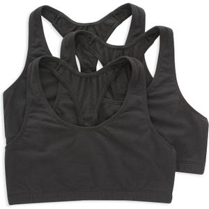 Hanes Women's Racerback Cotton T-Back Bralette (3 Pack) (Black, XS)