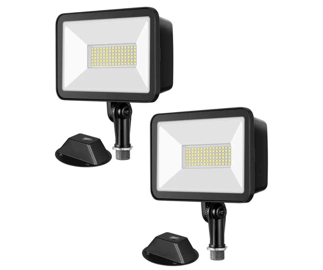 EDISHINE 10000LM LED Flood Light Outdoor,2 Pack 73W Outdoor Security Light, 5000K Daylight White, IP65 Waterproof Flood Lights for Garage, Backyard, Patio, Garden, Porch, Stair