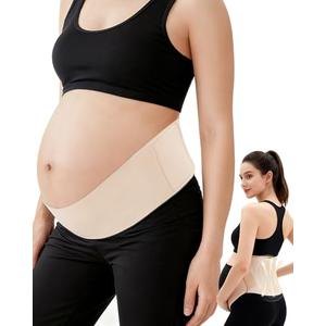 CrazCalf Pregnancy Belly Band, One-Piece & Portable Maternity Support Belt with Ergonest Back Support Stays & Breathable Fabric – Invisible, Adjustable Pregnancy Belly Band for All Belly Shapes, Large