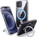 Magnetic Case for iPhone 12/12 Pro - [Built-in Invisible Stand] [Compatible with MagSafe] [Military Grade Drop Protection] Anti-Yellowing Hard Back Silicone Edge Cover, 6.1", Clear