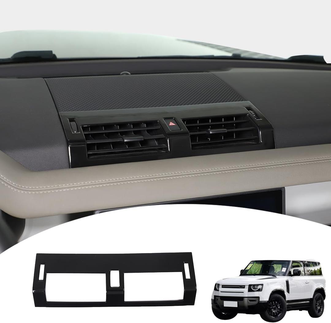 Car Center Console AC Air Vent Outlet Cover Trim for Land Rover Defender 90 110 130 2020-2024 Air Conditioning Frame Panel Cover Trim Interior Accessories (Gloss Black)