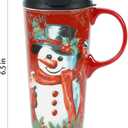 Christmas Ceramic Coffee Mug Snowman Travel Cup with Gift Box, 17oz Latte Cup for Xmas Holiday Party, Microwave Safe