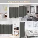 MAYOLIAH 6 Panel Folding Privacy Screen 9ft Wide, 6ft Tall Partition Room Divider Portable Office Walls Dividers Room Separator, Grey