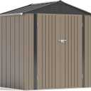 Patiowell 6x4 FT Storage Shed, Outdoor Metal Sheds with Lockable Door and Sloping Roof, Waterproof Outside Utility Garden Tool Shed with Breathable Vents for Patio Lawn Backyard, Brown