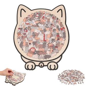 135-Piece Colored Cat Shaped Wooden Jigsaw Puzzle, Cats Shaped Wooden Puzzle, Unique Animal Shape Wood Puzzle, Creative Gifts for Cats Lovers, Home Decor