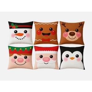 6 Set Christmas Decorations Pillow Covers, Soft Plush 18" x 18"