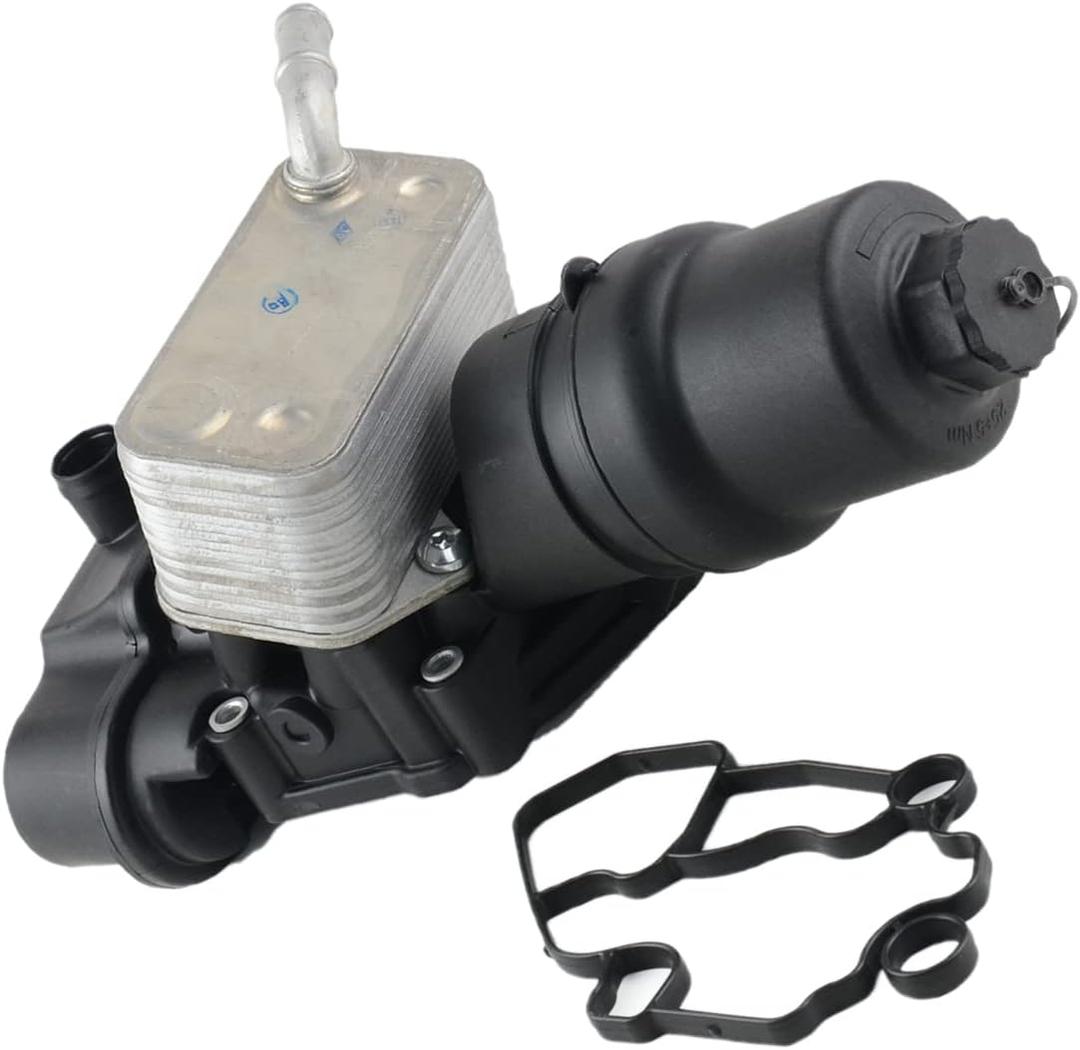 GELUOXI Engine Oil Cooler Oil Filter Housing Assembly Replacement for 2006-2008 Audi A4 TT VW EOS Golf R GTI 2.0L Part# 06D117021C, 06F115397H, 06F115397J