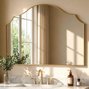 26"x35" Gold Arched Wall Mirror, Decorative Mirror