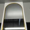 Navaris Arched Wall Mirror - Golden Arch Framed Mirror - 17.7"x31.5" Wall-Mounted Mirror with Gold Aluminum Alloy Frame for Living Room Bathroom Hall (Brushed Brass)