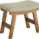 Foot Stool Ottoman Foot Rest Under Desk,Small Stool for Living Room, Bedroom and Kitchen (Brown Legs - Beige Stool Surface)