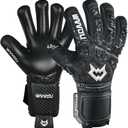 WVVOU Soccer Goalie Gloves for Adults and Youth, High Performance Goalkeeper Gloves with 5 Detachable Finger Saves, Soccer Gloves with 4mm Sticky Latex Palm (6, Black)