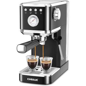 CHULUX Slim Espresso Machine with Milk Frother, 20 Bar Professional Italian Pump Espresso Coffee Machine for Home Cappuccino & Latte Maker, Stainless Steel, Black