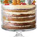 MDLUU Glass Trifle Bowl with Pedestal, 3.43qt Footed Dessert Stand, Vintage Centerpiece Bowl for Layered Cakes, Fruits, Salad (Sunflower Pattern)