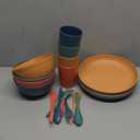 20PCS Wheat Straw Dinnerware Sets, DQELFA Reusable Kids Toddler Plates and Bowls Sets, Unbreakable Lightweight Kids Dish Set, Microwave and Dishwasher Safe