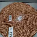 16.9 inch Rattan Tray, Round Wicker Tray with Cut-Out Handles, Woven Serving Tray for Dining/Coffee Table