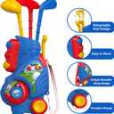 Liberry Toddler Golf Set, Upgraded Kids Golf Cart with Unique Shoulder Strap Design, Indoor Outdoor Sports Toys Gifts for Boys Girls 1 2 3 4 Years Old