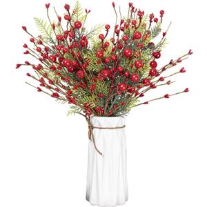 Christmas Tree Decorations 6 Pack Christmas Floral Picks17 inch Red Berry Picks with Holly Berries for Xmas Winter Holiday Home DIY Ornaments