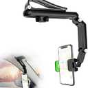 Sun Visor Car Phone Holder, Universal 360 Rotating Sun Visor & Rearview Mirror Phone Holder Mount - Retractable Car Accessories Compatible with iPhone/Samsung/Android