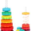 JUXUE Spinning Toy, Rainbow Stacking Toys for Toddlers 1-3, Ring Stacker Baby Toys 6 to 12 Months, 1 One Year Old Girl Boy Christmas Birthday Gifts, Montessori Autism Sensory Toy