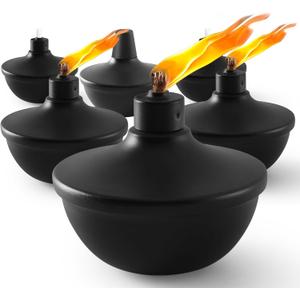 6 Pack Metal Table Top Torches,23.5 oz Citronella Torches for Outside,Refillable Flame Light Torch with Wicks and Covers for Party, Garden Decor,DIY