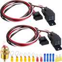 2 PCS Electric Fan Relay Kit, Dual Electric Fan Relay Kit, 185 On 175 Off Thermostat Switch 40A Relays, 12V Cooling Radiator Fan Relays Wiring Kits for Replacing Faulty Wiring, Truck Engine Cooling