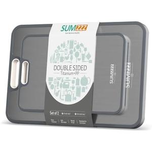 Titanium Cutting Board Double Sided Food Grade, Pure Titanium/PP for Kitchen, Cutting Board Easy to Clean[15.5”*10.5”+12”*8.5”]