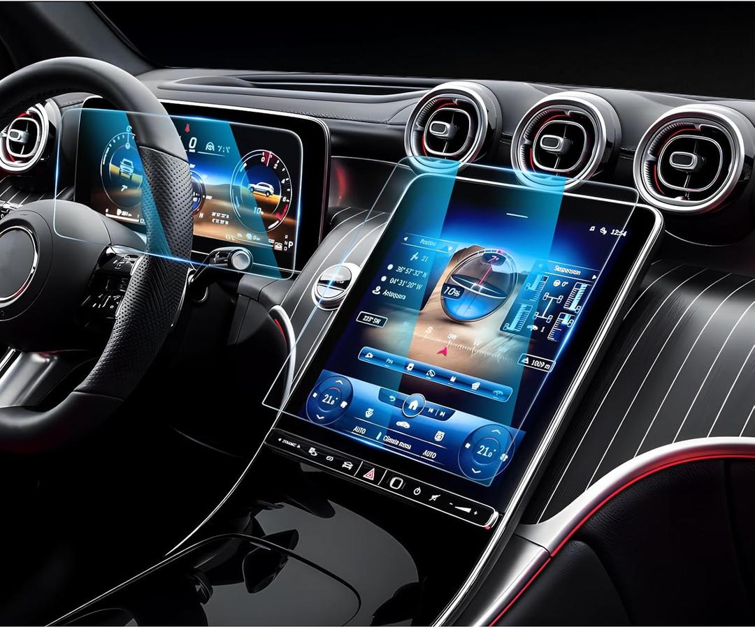 CDEFG 2Pcs Tempered Glass for 2022-2024 2025 2026 Mercedes Benz C 300, 2023-2025 2026 GLC 300, AMG 43, AMG 63, GLC300 C300 Screen Protector,11.9 Inch Touchscreen+ 12.3 Inch Instrument Accessories