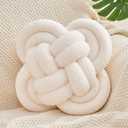 Knot Pillow, 12" Soft Decorative Throw Pillows for Couch Bed, Gray Pink Knotted Plush Throw Pillow Handmade Square Cushion Home Decor Pillows (Ivory White, 12 Inches X12 Inches)