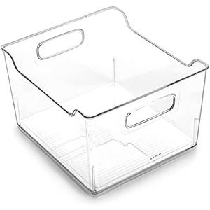 BINO | Clear Storage Organizer | THE LODGE COLLECTION | Containers for Organizing with Handles| Pantry & Kitchen Organization | Fridge Organizer | Bathroom Organizer | Storage Bins For Shelves Cabinet